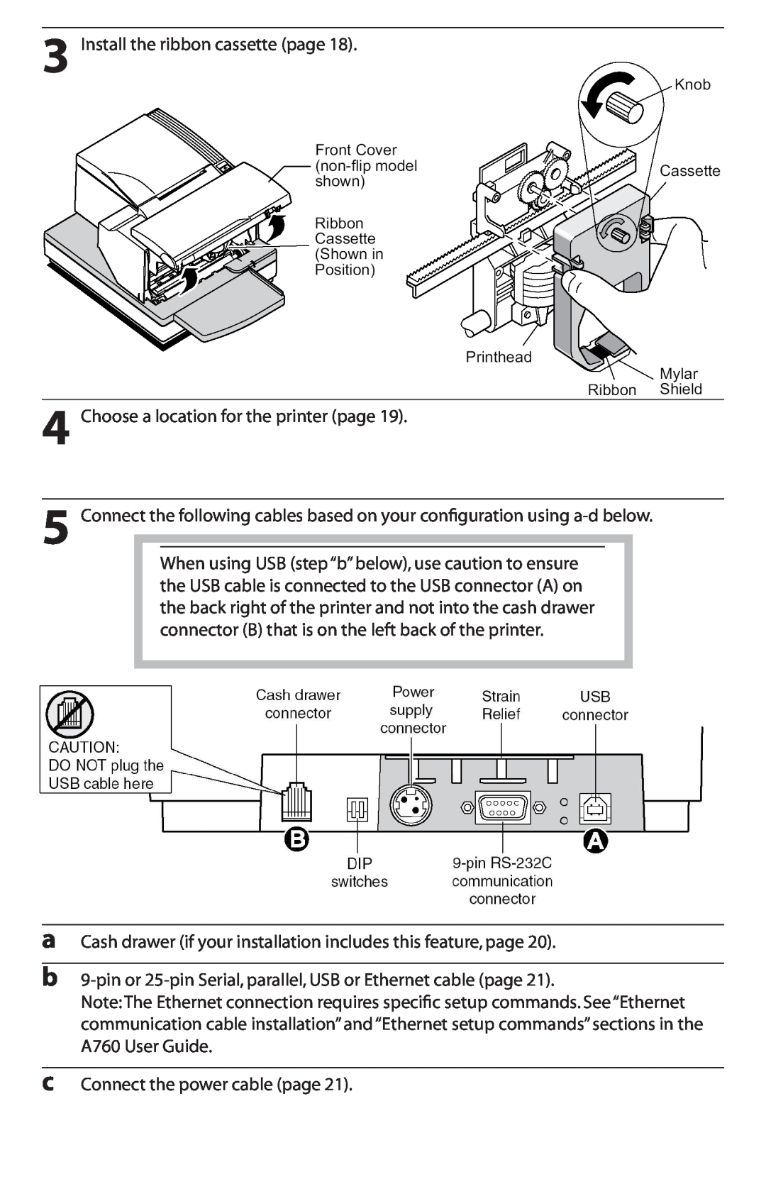 Cognitive Solutions A760 setup guide Install the ribbon cassette page 