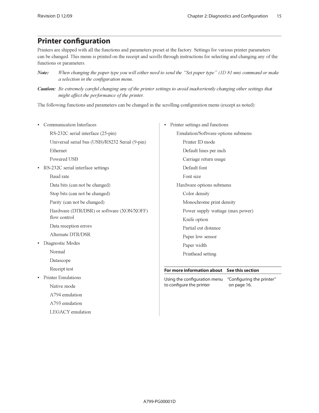 Cognitive Solutions A799 manual Printer configuration 