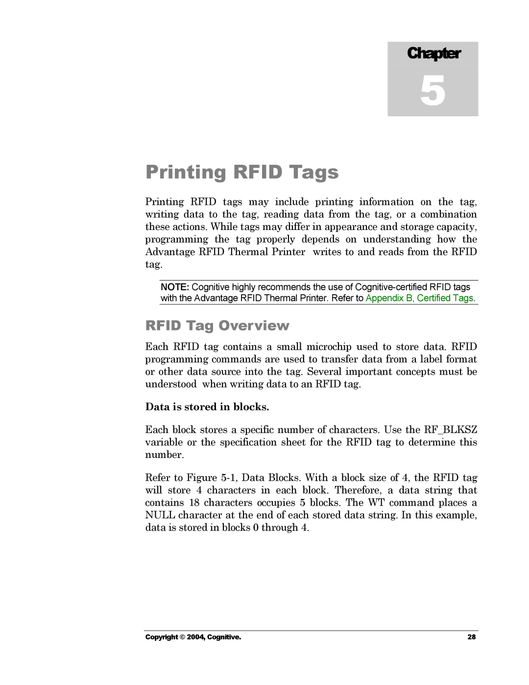 Cognitive Solutions Advantage RFID Thermal Printer manual Printing Rfid Tags, Rfid Tag Overview 