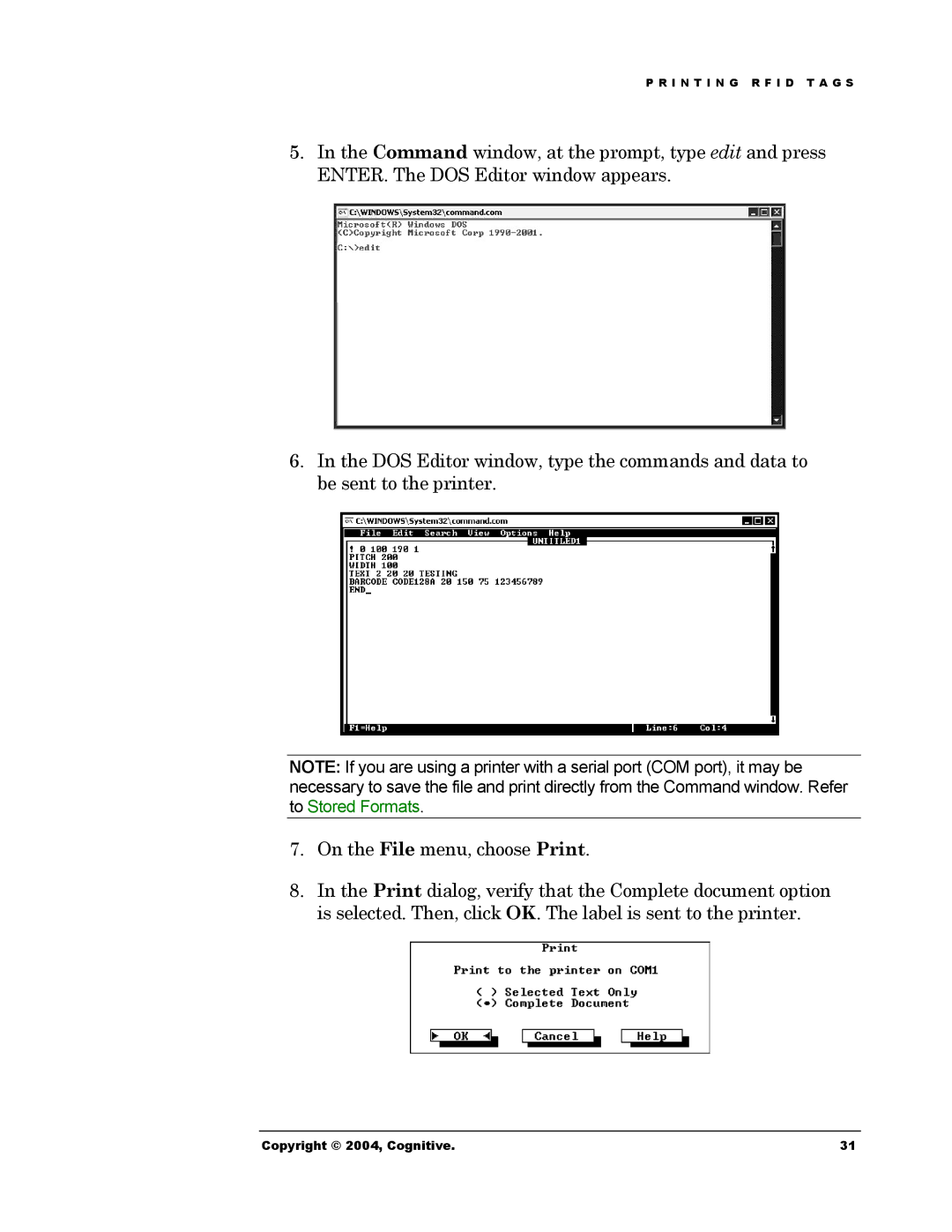 Cognitive Solutions Advantage RFID Thermal Printer manual Copyright 2004, Cognitive 