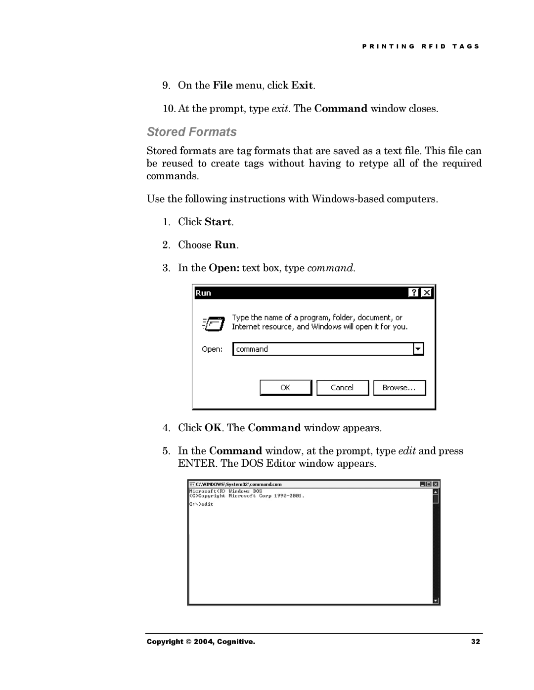 Cognitive Solutions Advantage RFID Thermal Printer manual Stored Formats 