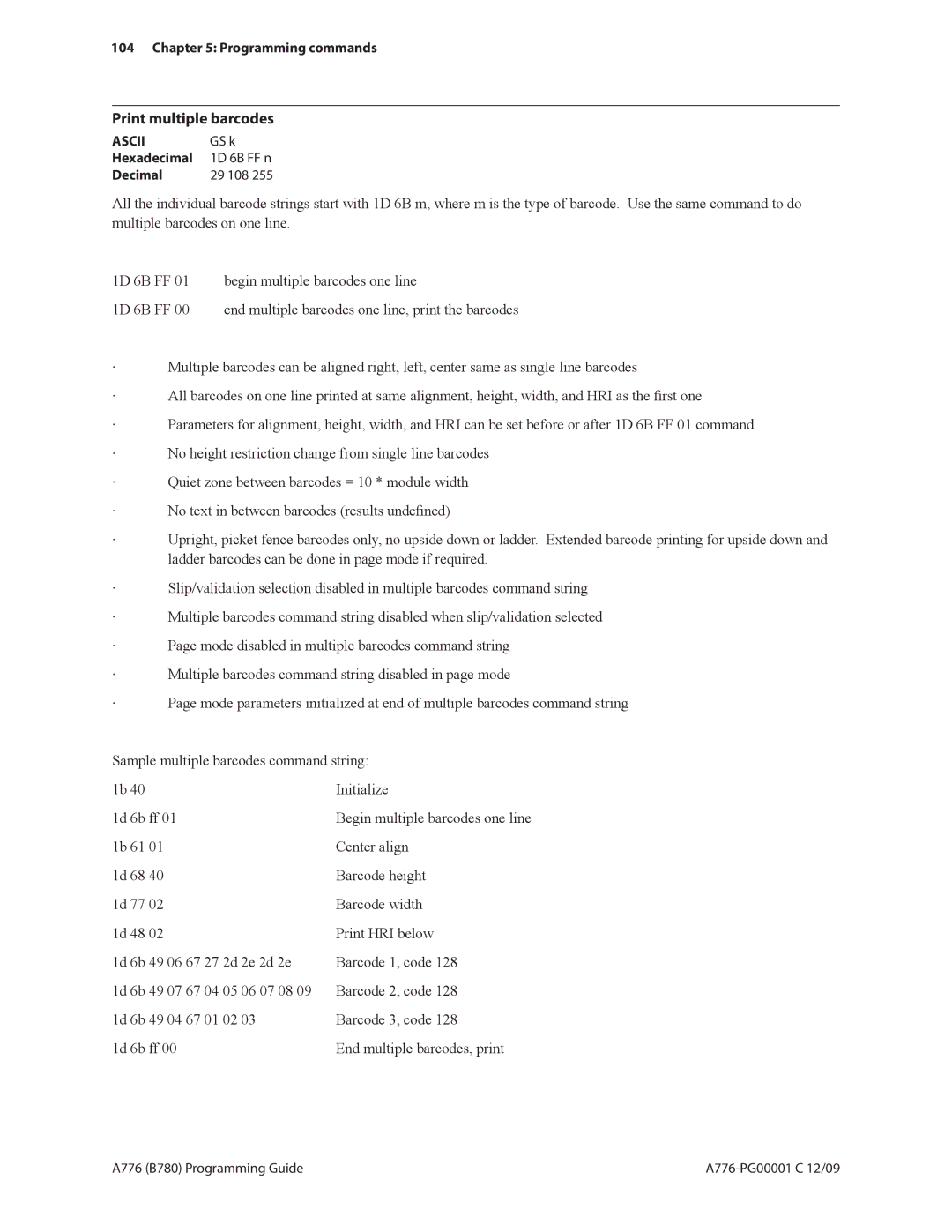 Cognitive Solutions B780, A776 manual Print multiple barcodes, GS k 