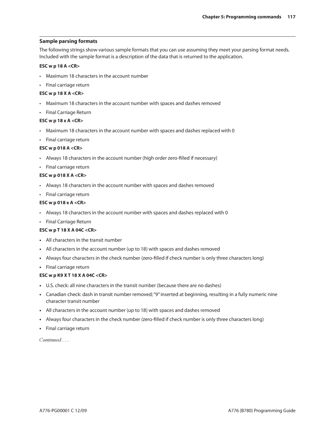 Cognitive Solutions A776, B780 manual Sample parsing formats 