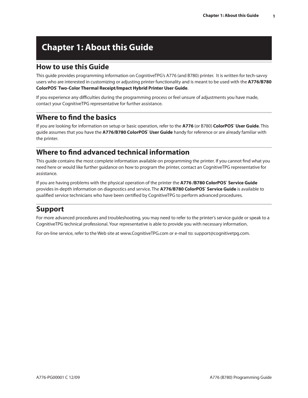 Cognitive Solutions A776 How to use this Guide, Where to find the basics, Where to find advanced technical information 