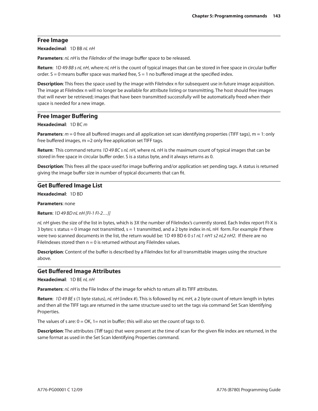 Cognitive Solutions A776, B780 manual Free Imager Buffering, Get Buffered Image List, Get Buffered Image Attributes 