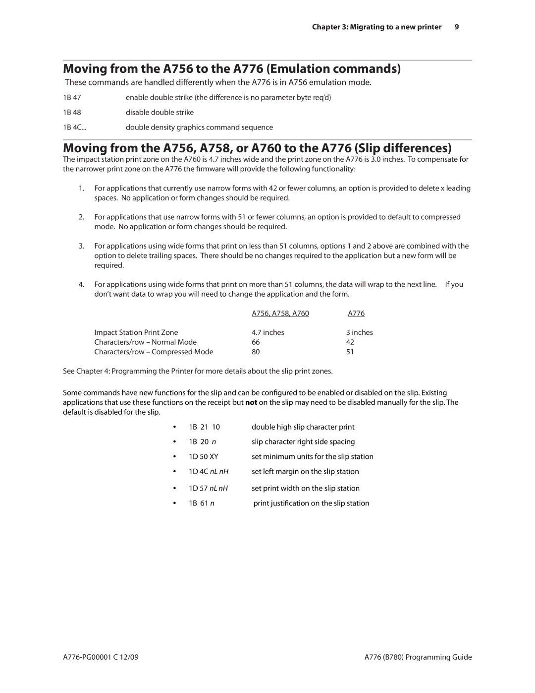 Cognitive Solutions B780 manual Moving from the A756 to the A776 Emulation commands, NL nH 