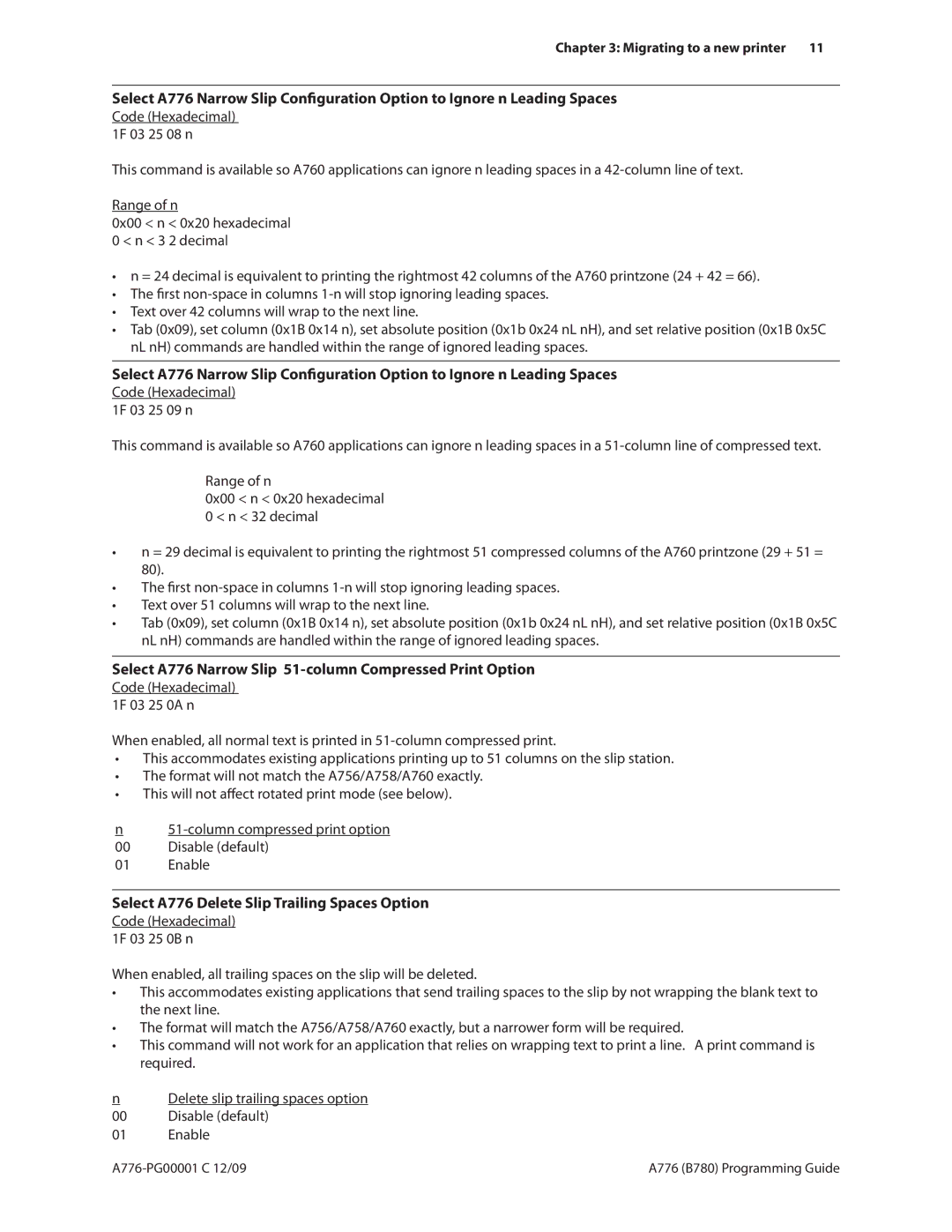 Cognitive Solutions B780 manual Select A776 Narrow Slip 51-column Compressed Print Option 