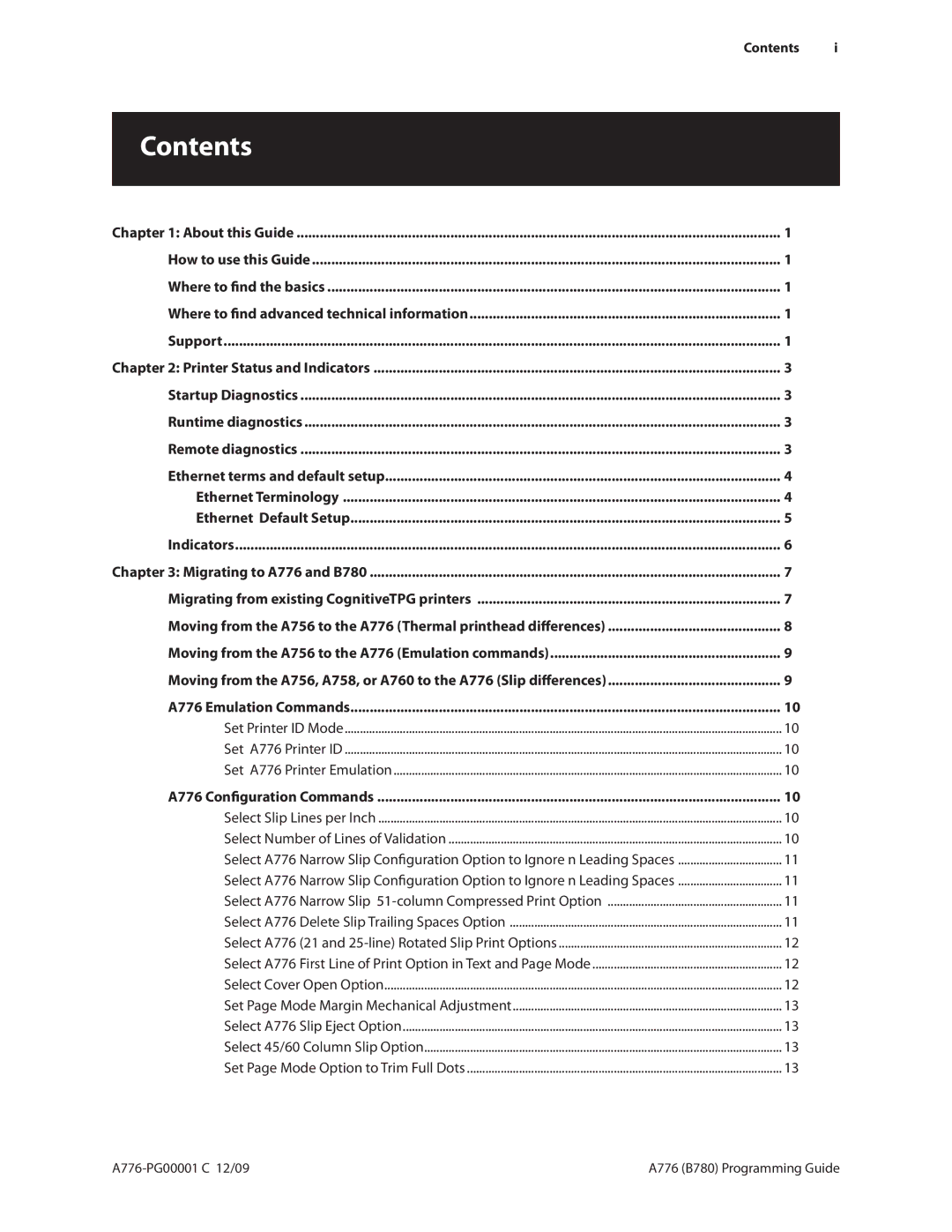 Cognitive Solutions A776, B780 manual Contents 