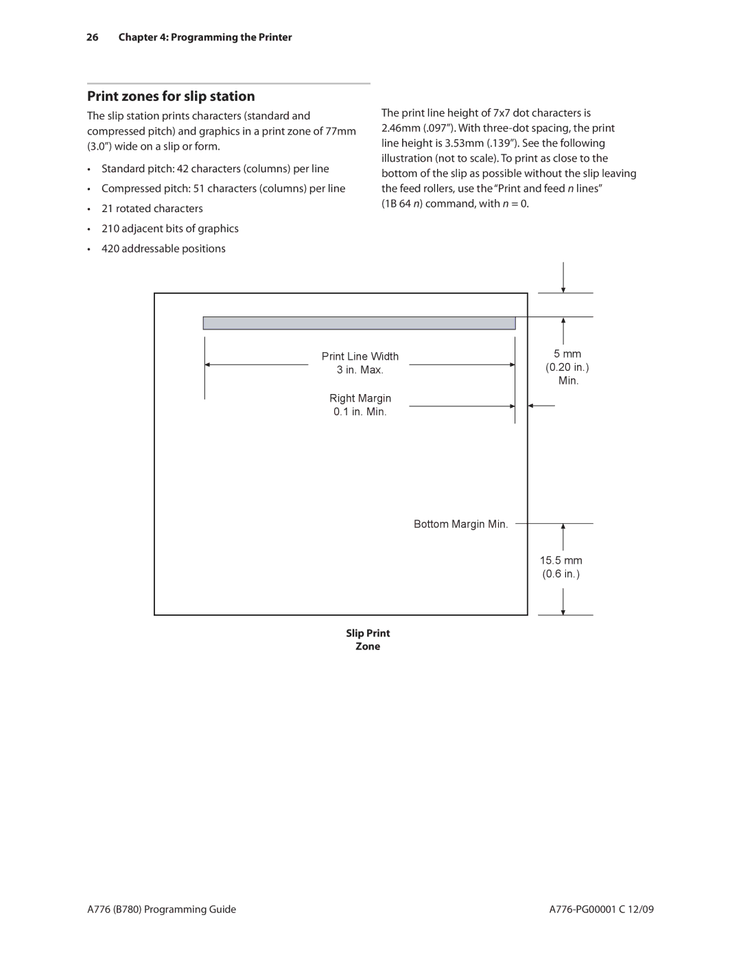 Cognitive Solutions B780, A776 manual Print zones for slip station, 1B 64 n command, with n = 