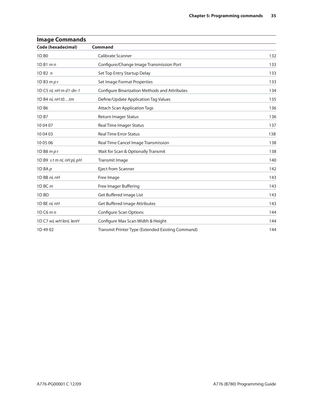 Cognitive Solutions A776, B780 manual Image Commands, Programming commands 35 