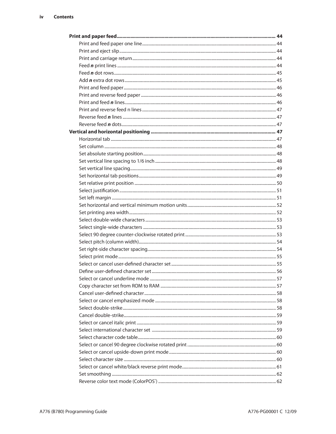 Cognitive Solutions B780, A776 manual Contents Print and paper feed 