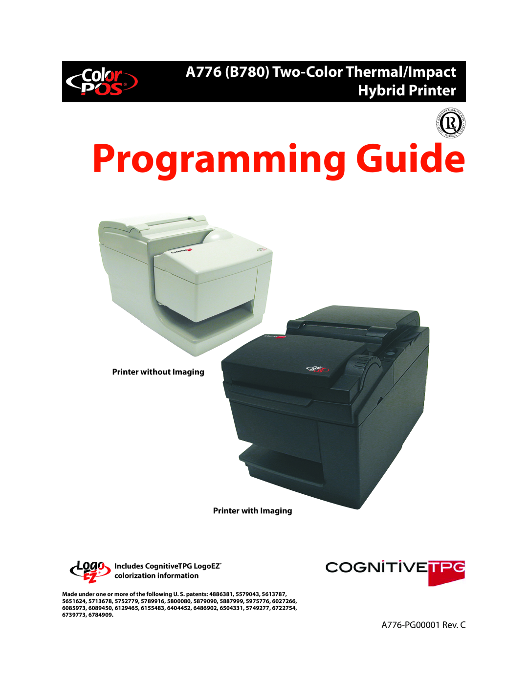 Cognitive Solutions manual A776 B780 Two-Color Thermal/Impact Hybrid Printer, Programming Guide, A776-PG00001 Rev. C 