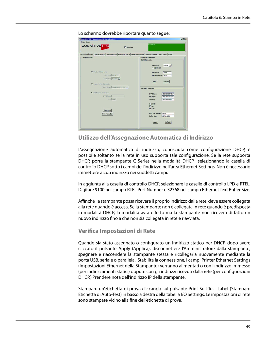 Cognitive Solutions CXI-UGML001-IT, CI Utilizzo dell’Assegnazione Automatica di Indirizzo, Verifica Impostazioni di Rete 