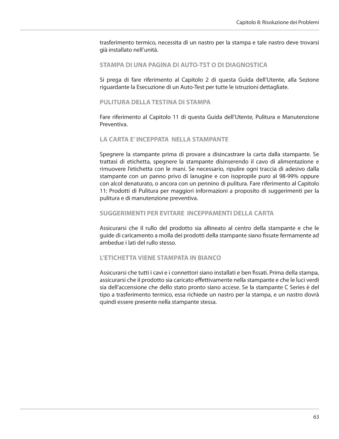 Cognitive Solutions CXI-UGML001-IT, CI user manual Stampa DI UNA Pagina DI AUTO-TST O DI Diagnostica 