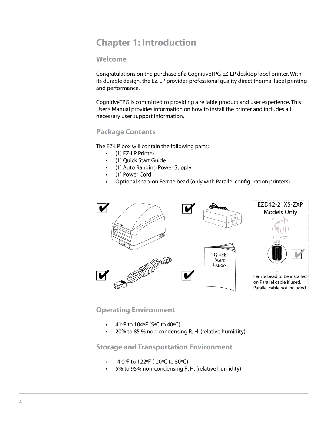 Cognitive Solutions EZLP-UG00000 user manual Introduction, Welcome, Package Contents, Operating Environment 