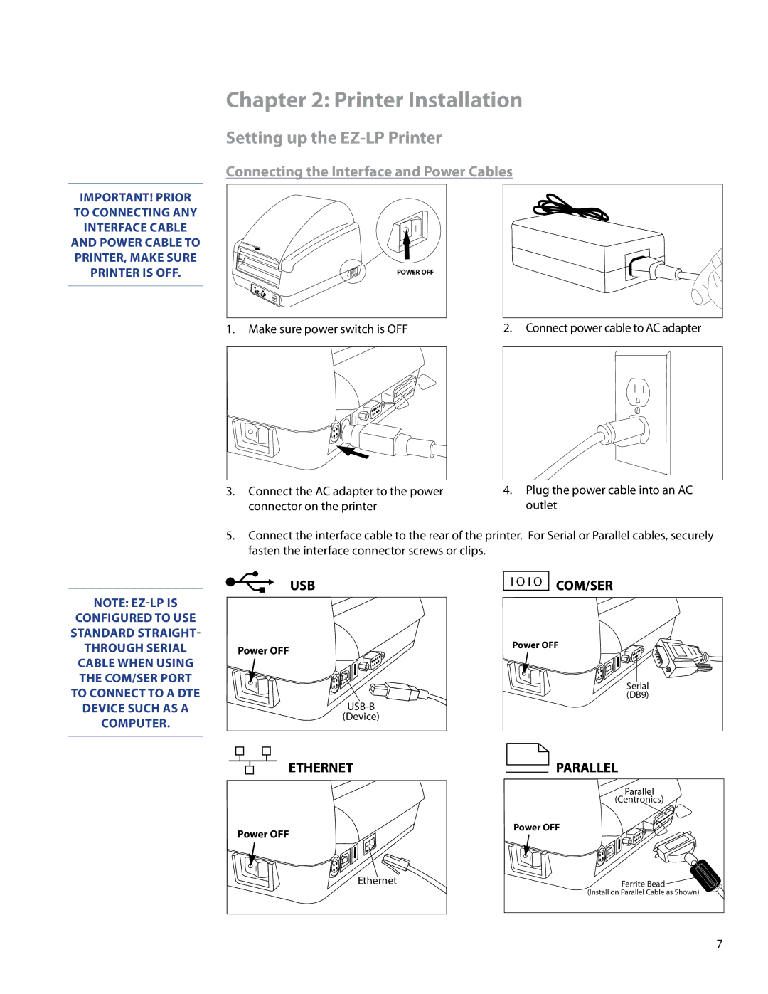 Cognitive Solutions EZLP-UG00000 user manual Printer Installation, Setting up the EZ-LP Printer 