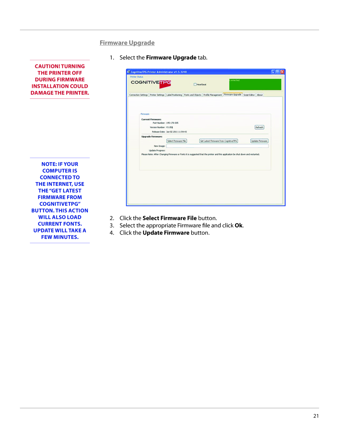 Cognitive Solutions LXG-UG00000 manual Firmware Upgrade 