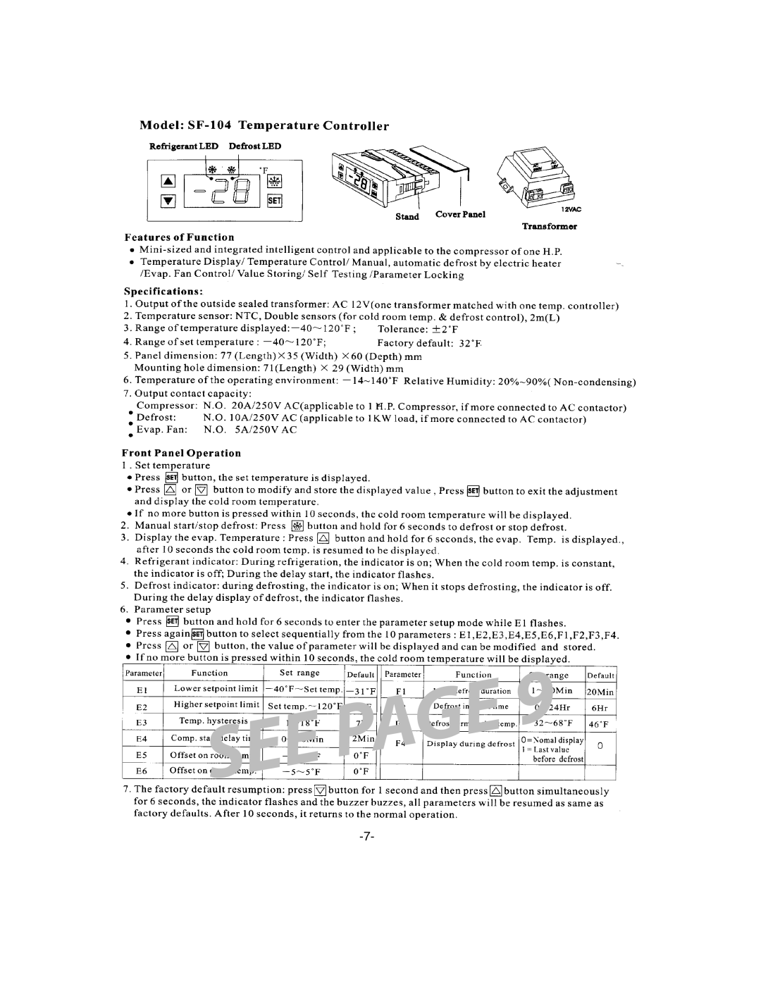 ColdTech CFD-2F, CFD-3R, FD-1R, CFD-1F, CFD-3F, CFD-2R owner manual 