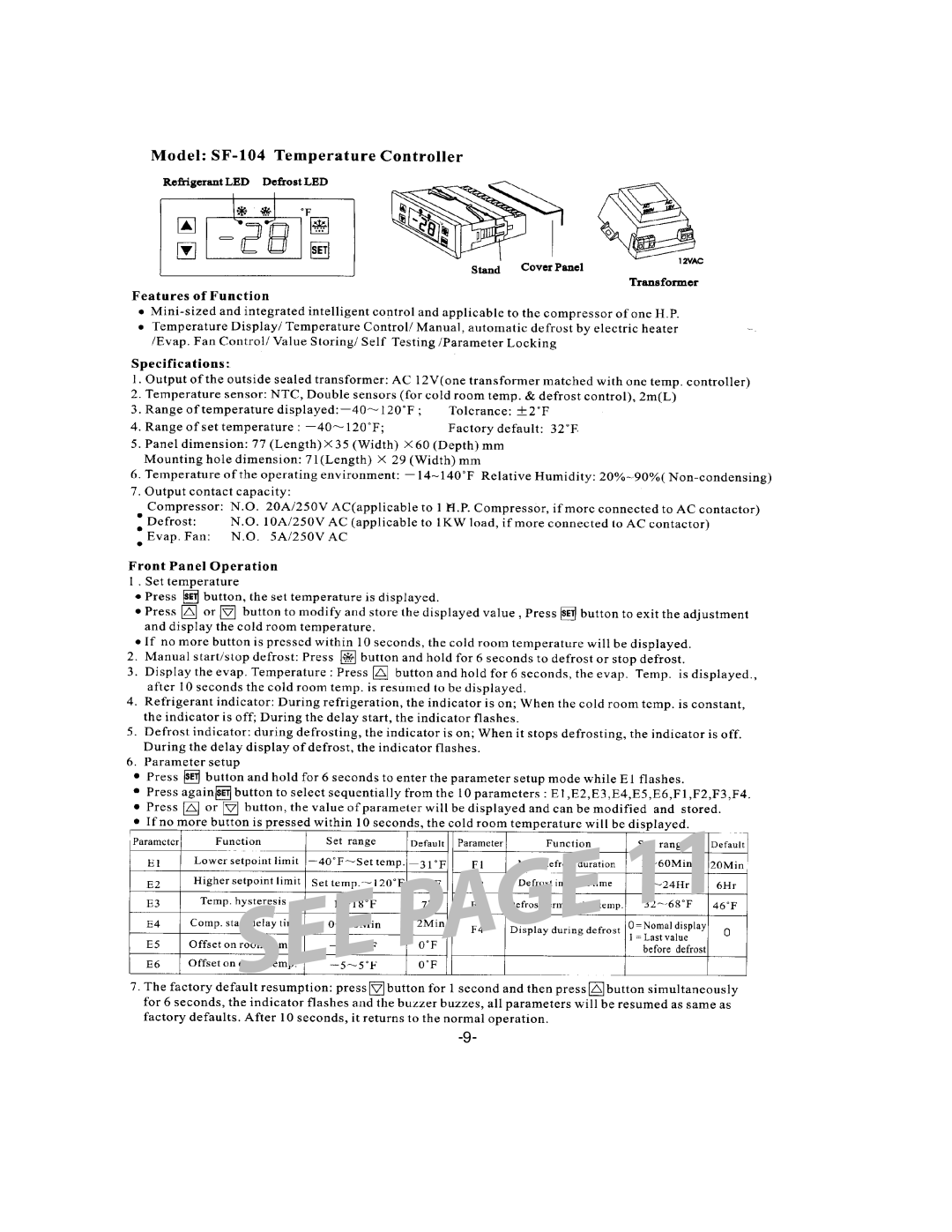 ColdTech J1GF-12S, J3GRF-61DT, J3GF-61S, J2GRF-40DT, J2GF-40S, J1GF-20S owner manual 