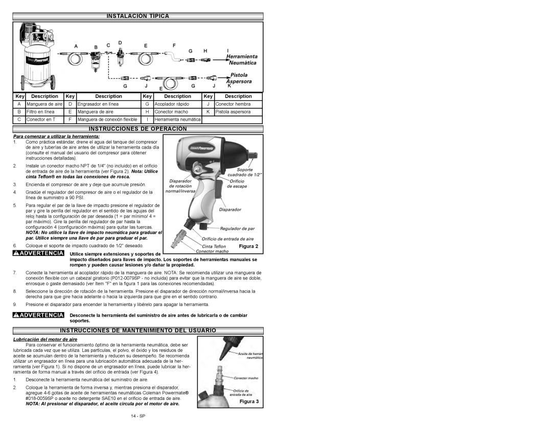 Coleman 024-0075CT warranty Instrucciones DE Mantenimientientoo Deldel Usuariousuario 