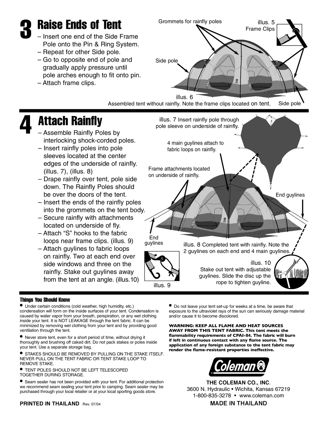 Coleman 14'x14 manual Raise Ends of Tent, Attach Rainfly, Things You Should Know 