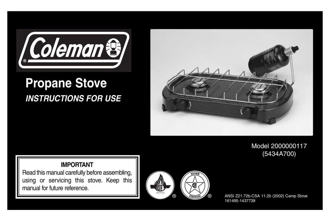 Coleman 2000000117 manual Propane Stove 