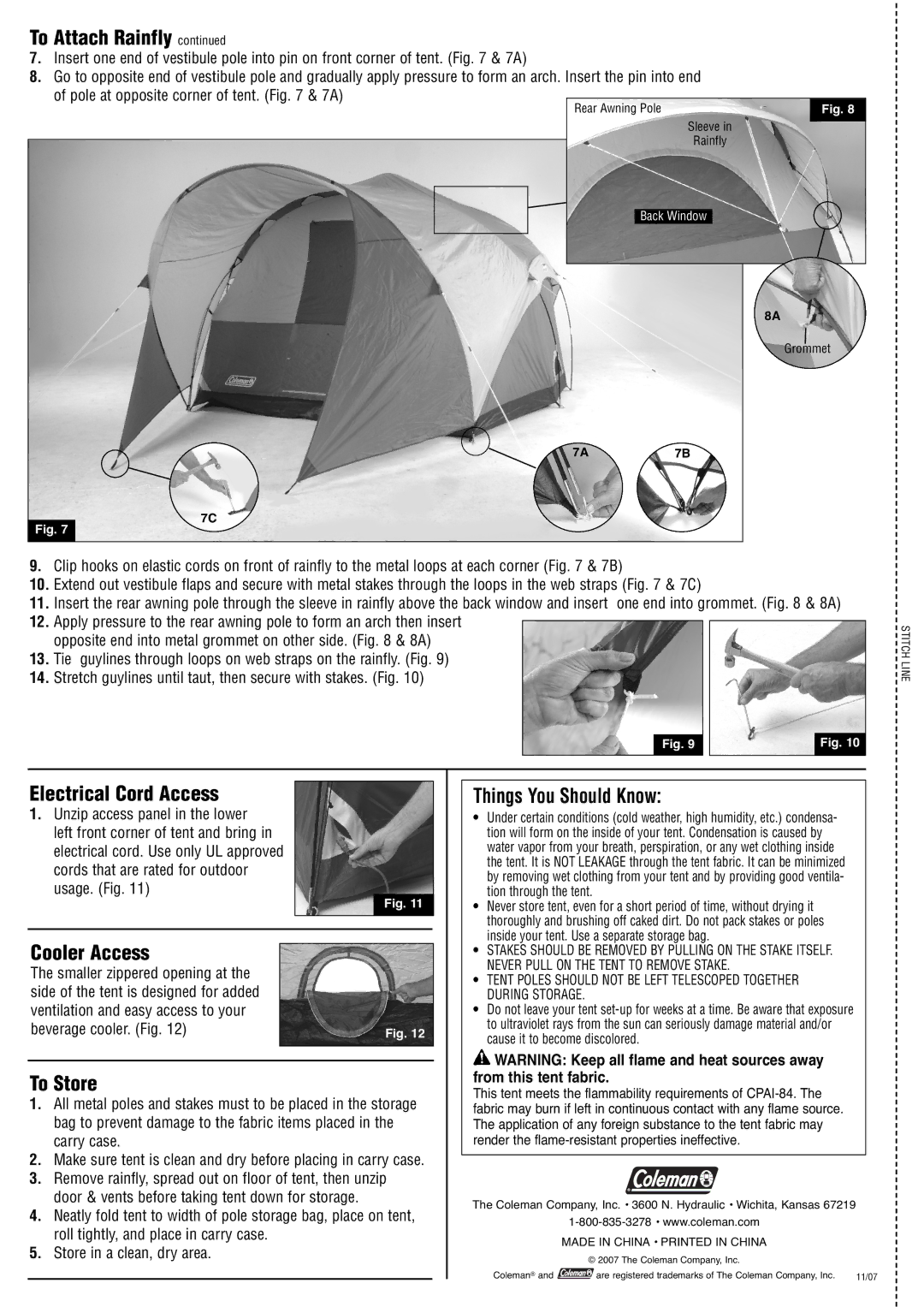 Coleman 2000001091 manual Electrical Cord Access, Cooler Access, To Store, Things You Should Know 