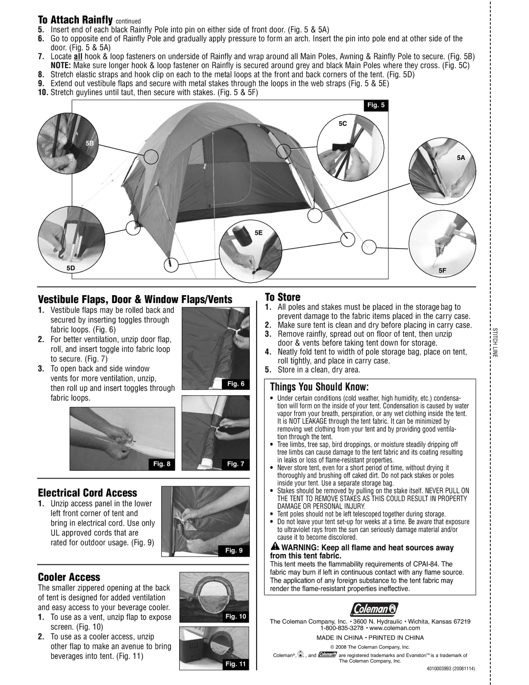 Coleman 2000001586 Vestibule Flaps, Door & Window Flaps/Vents To Store, Things You Should Know, Electrical Cord Access 