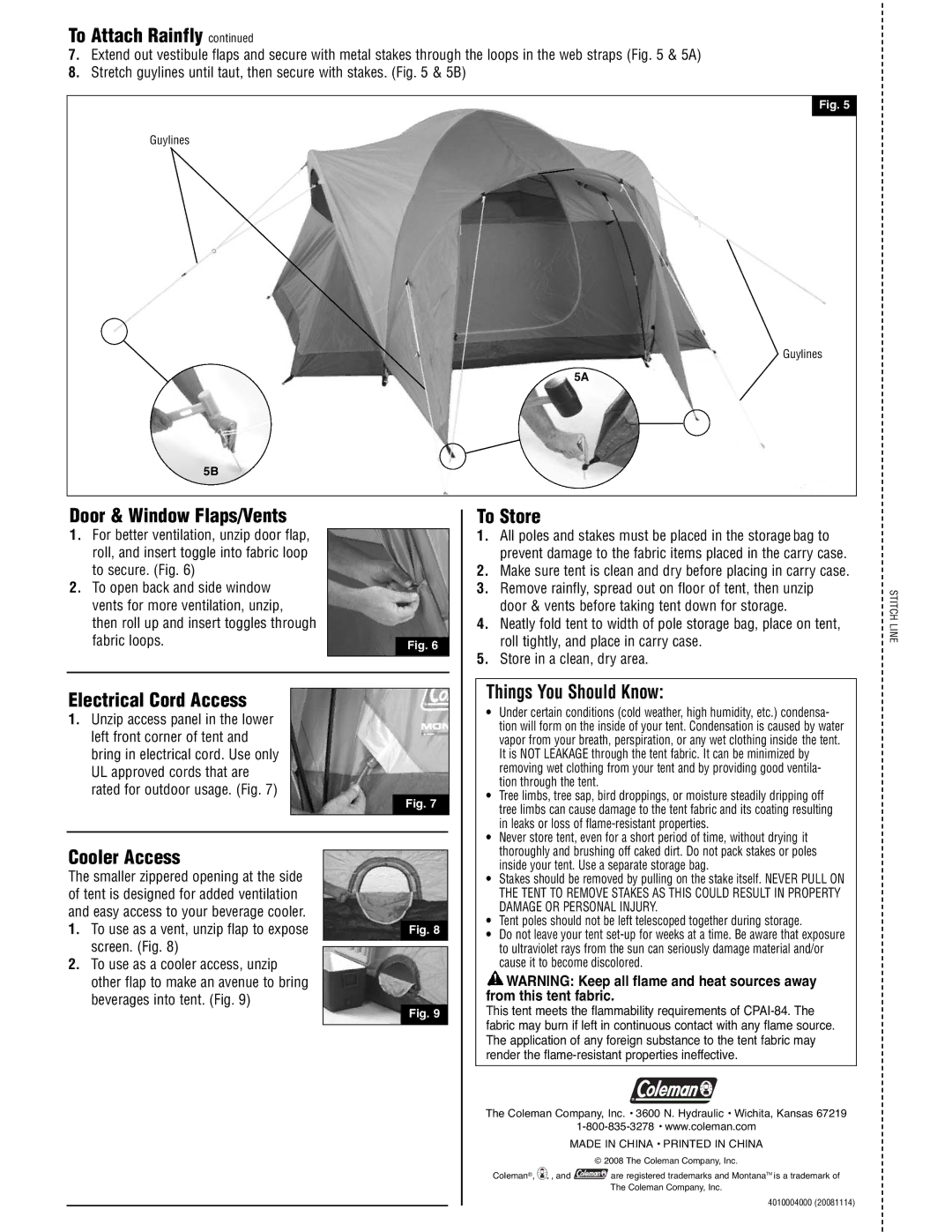 Coleman 2000001592 Door & Window Flaps/Vents, Electrical Cord Access, Cooler Access, To Store, Things You Should Know 