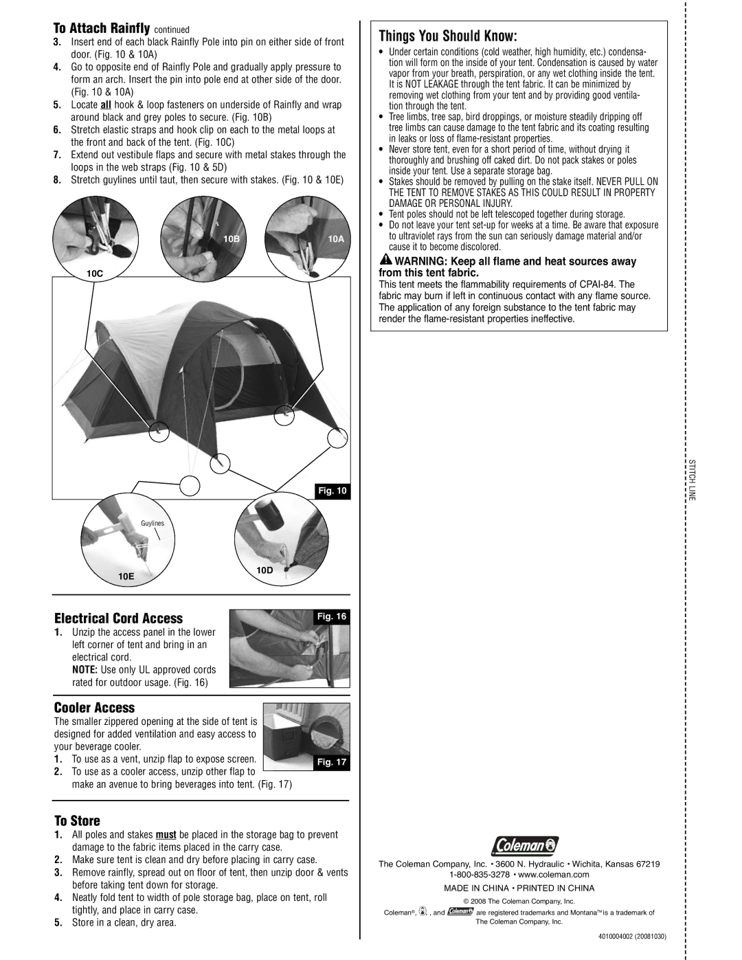 Coleman 2000001594 manual Things You Should Know, Cooler Access, To Store 