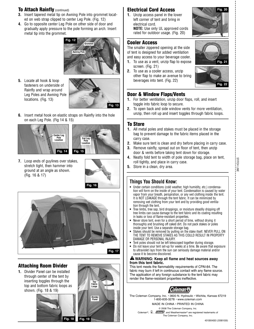 Coleman 2000001595 Attaching Room Divider, Cooler Access, Door & Window Flaps/Vents, To Store, Things You Should Know 