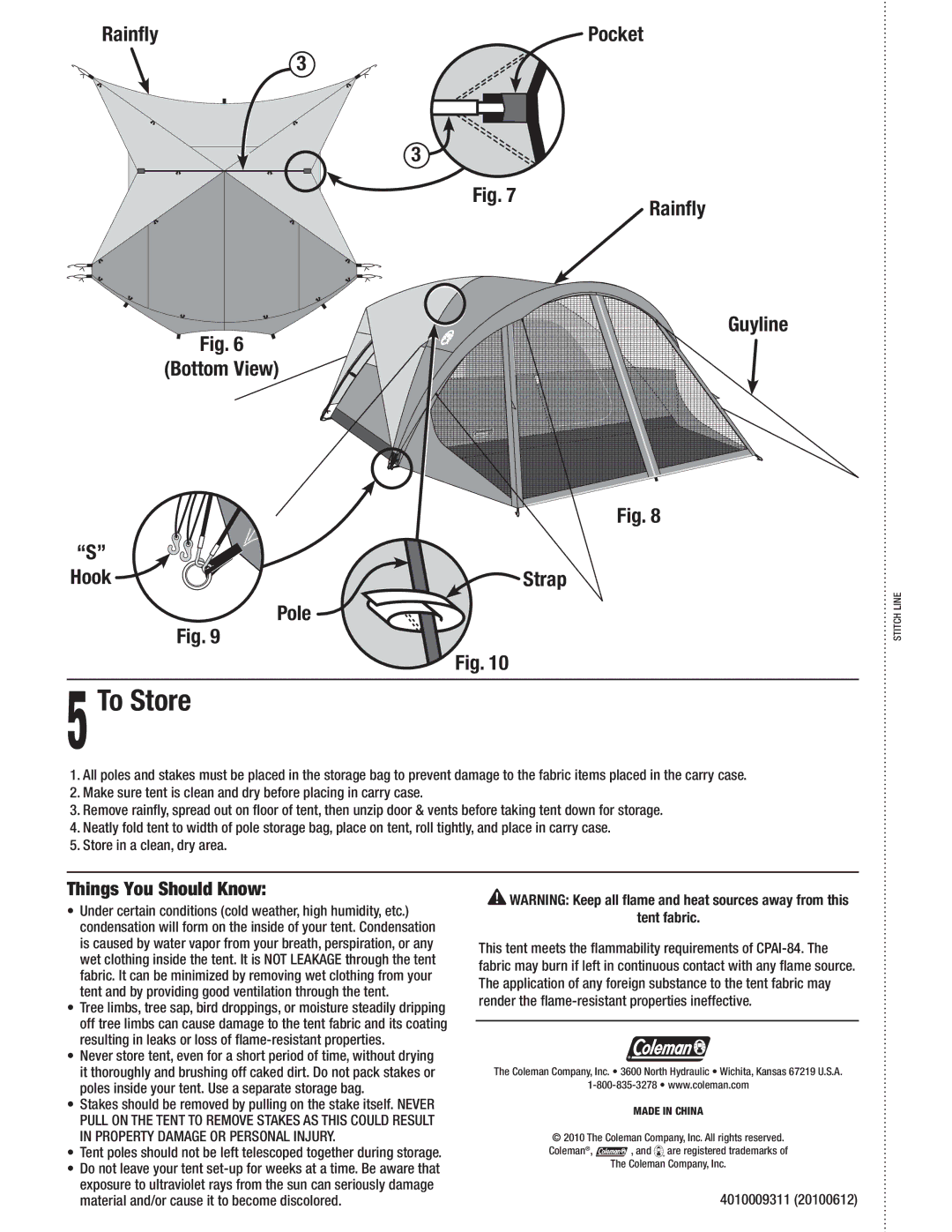 Coleman 2000007824 manual To Store, Things You Should Know 