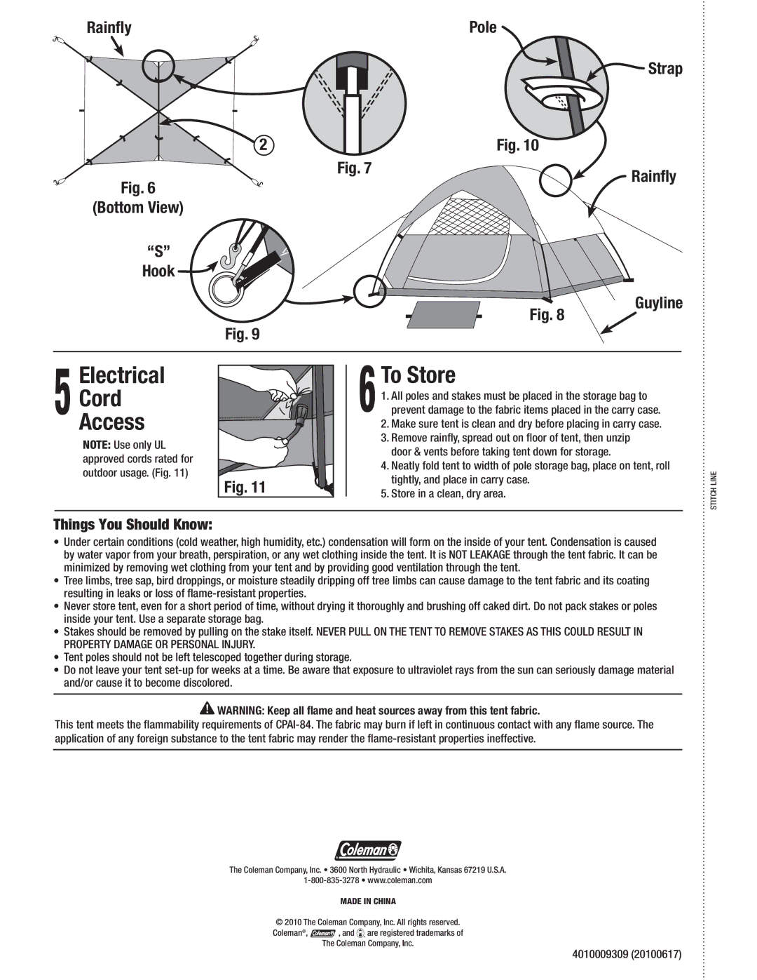 Coleman 2000007826 manual To Store, Things You Should Know 