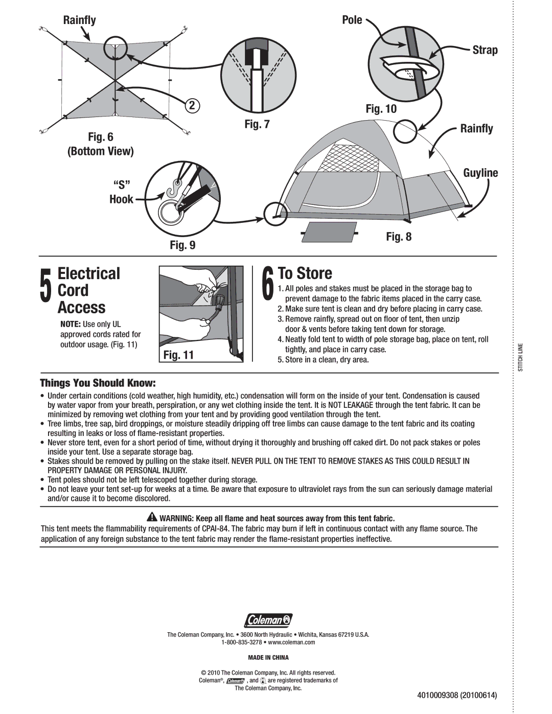 Coleman 2000007827 manual To Store, Things You Should Know 