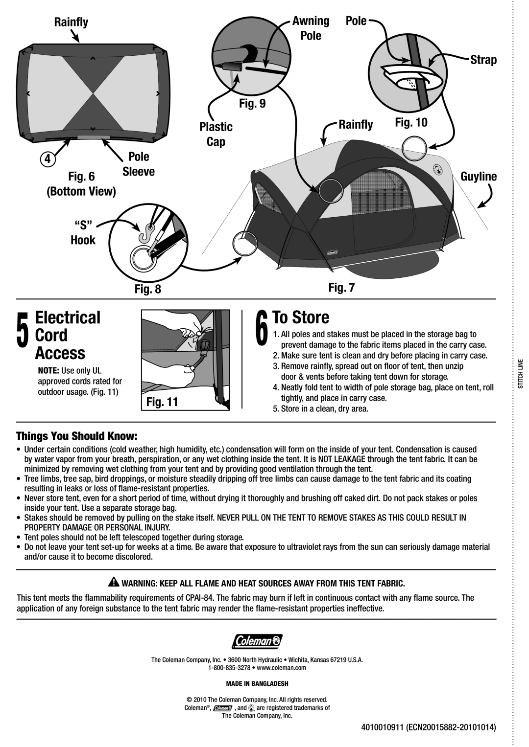 Coleman 2000008494 manual Electrical Cord Access 6To Store, Things You Should Know 