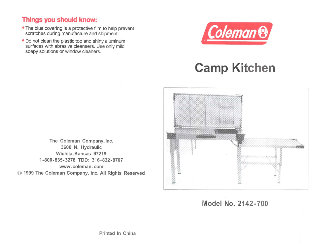 Coleman 2142-700 manual 