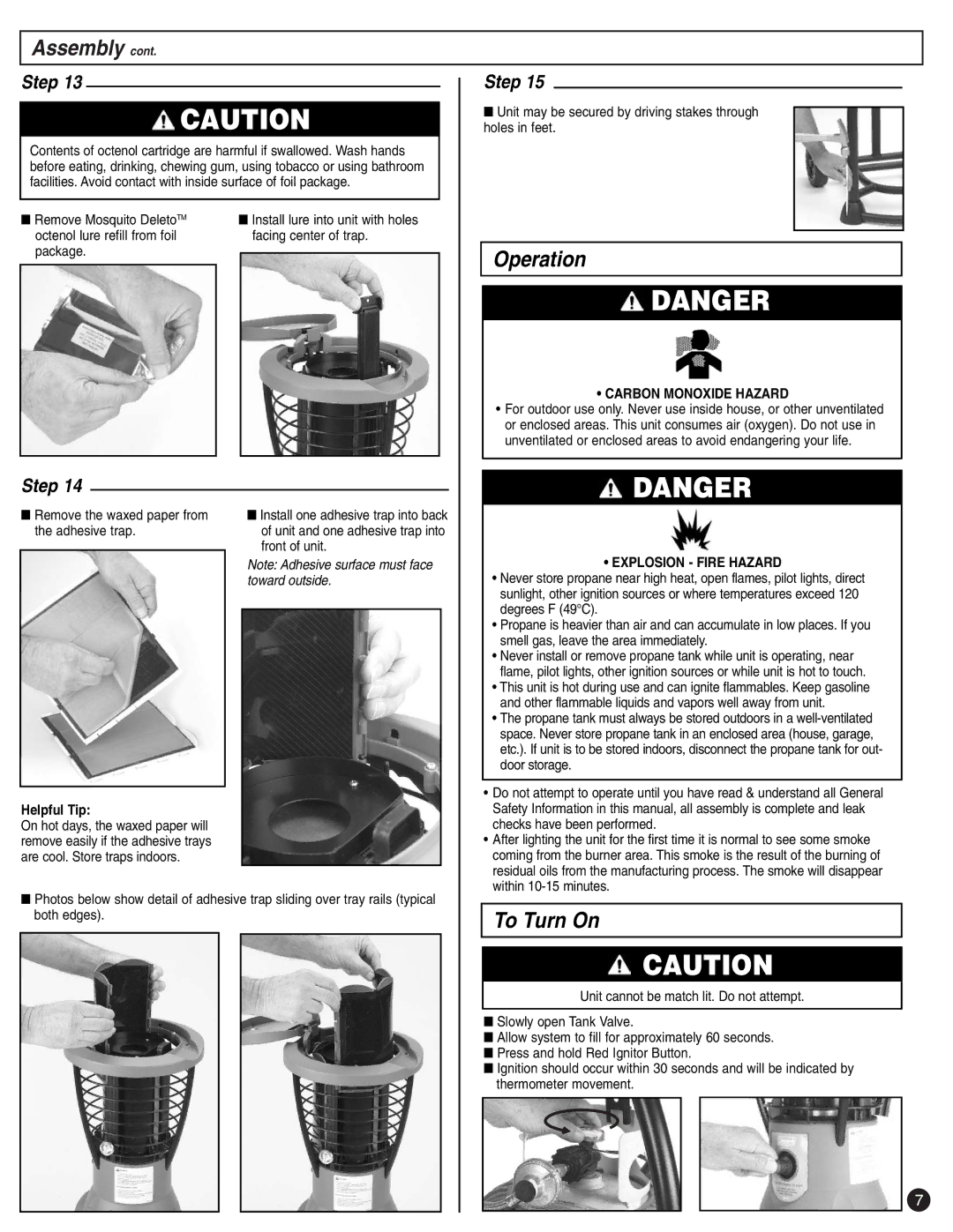 Coleman 2200 manual Operation, To Turn On, Helpful Tip 