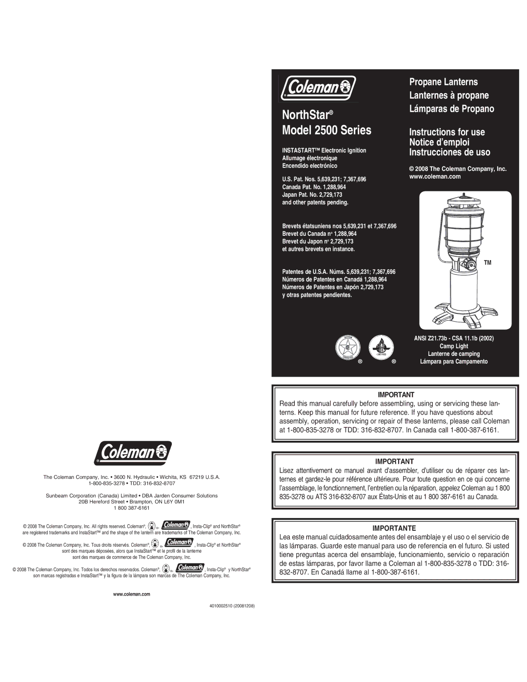 Coleman manual NorthStar Model 2500 Series 