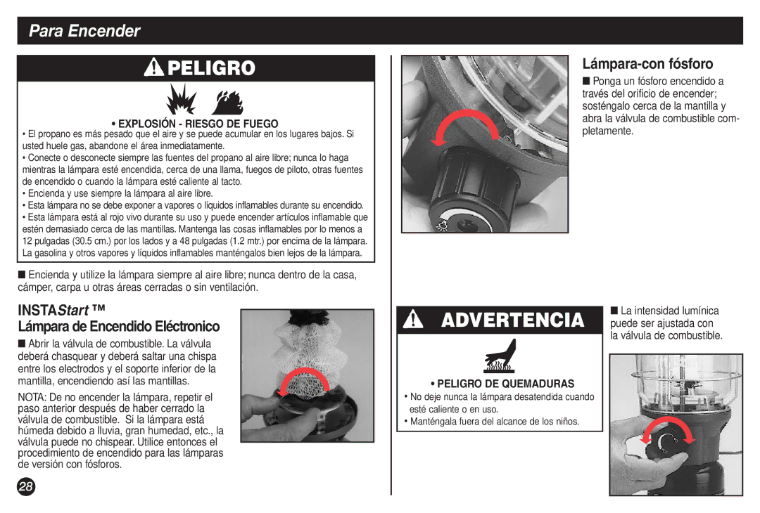 Coleman 2500A Para Encender, Lámpara-con fósforo, INSTAStart Lámpara de Encendido Eléctronico, Explosión Riesgo DE Fuego 