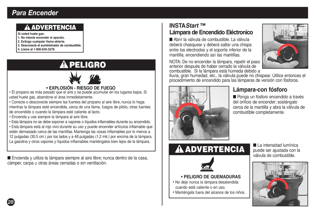 Coleman 2500B Para Encender, INSTAStart Lámpara de Encendido Eléctronico, Lámpara-con fósforo, Explosión Riesgo DE Fuego 