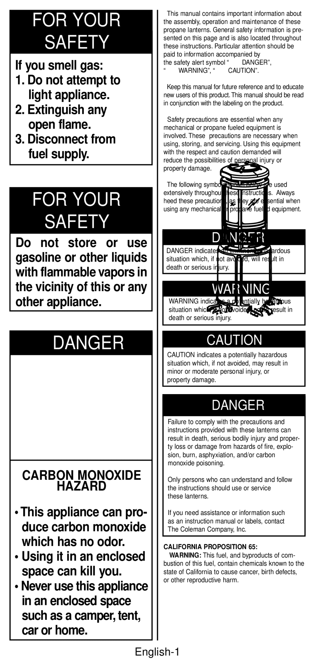Coleman 2600 Series manual English-1, California Proposition 