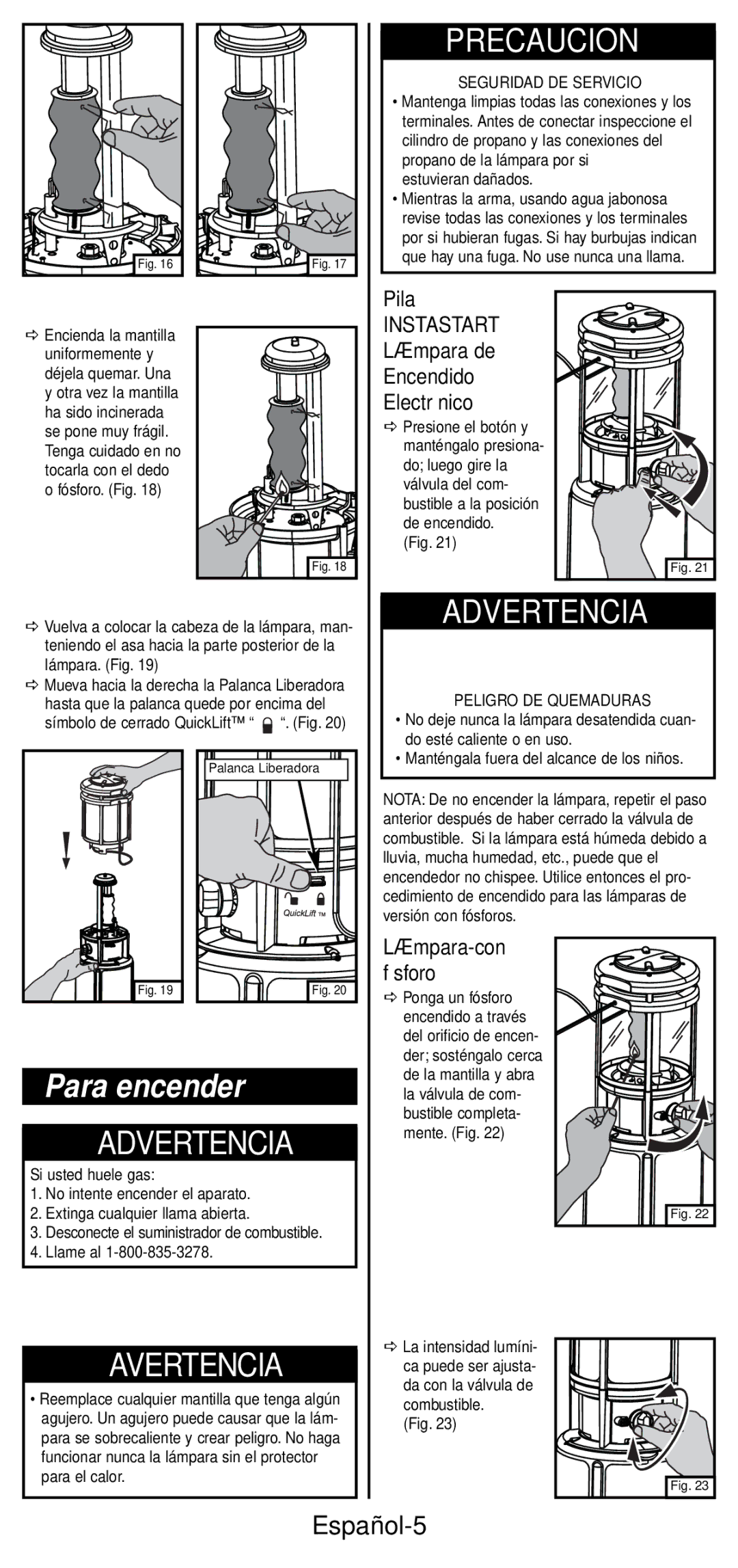 Coleman 2600 Series manual Para encender, Español-5 