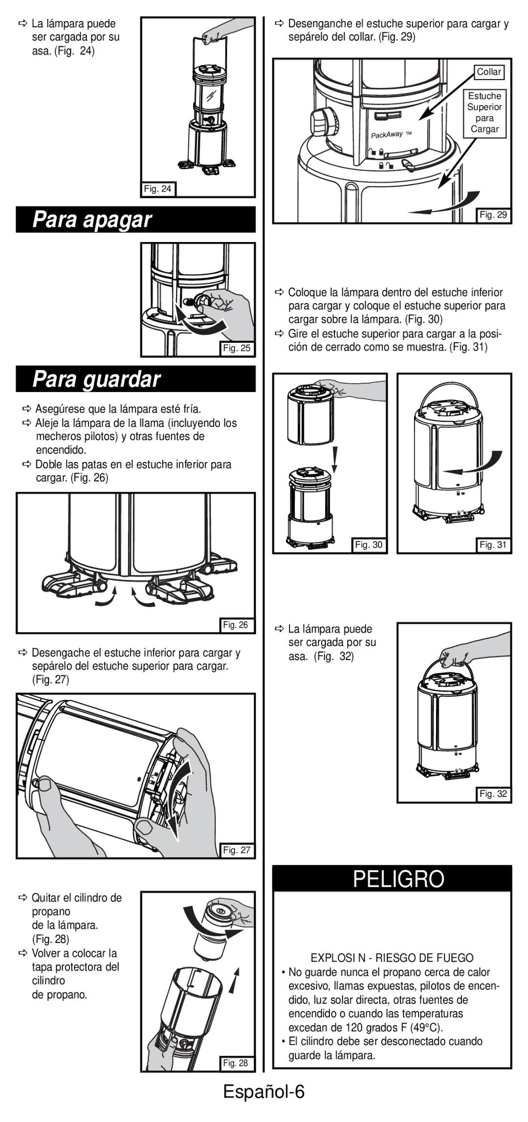 Coleman 2600 Series manual Para apagar, Para guardar, Español-6 