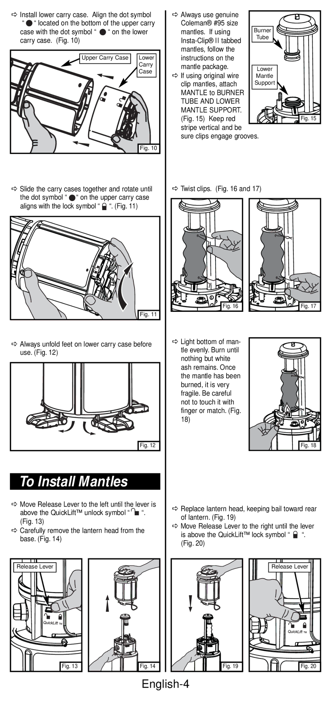 Coleman 2600 Series manual To Install Mantles, English-4 