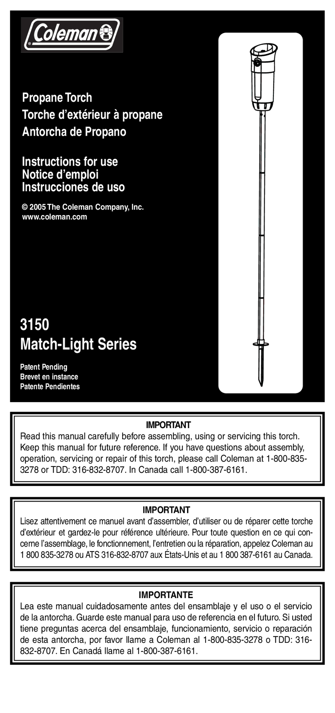 Coleman 3150 manual Match-Light Series 