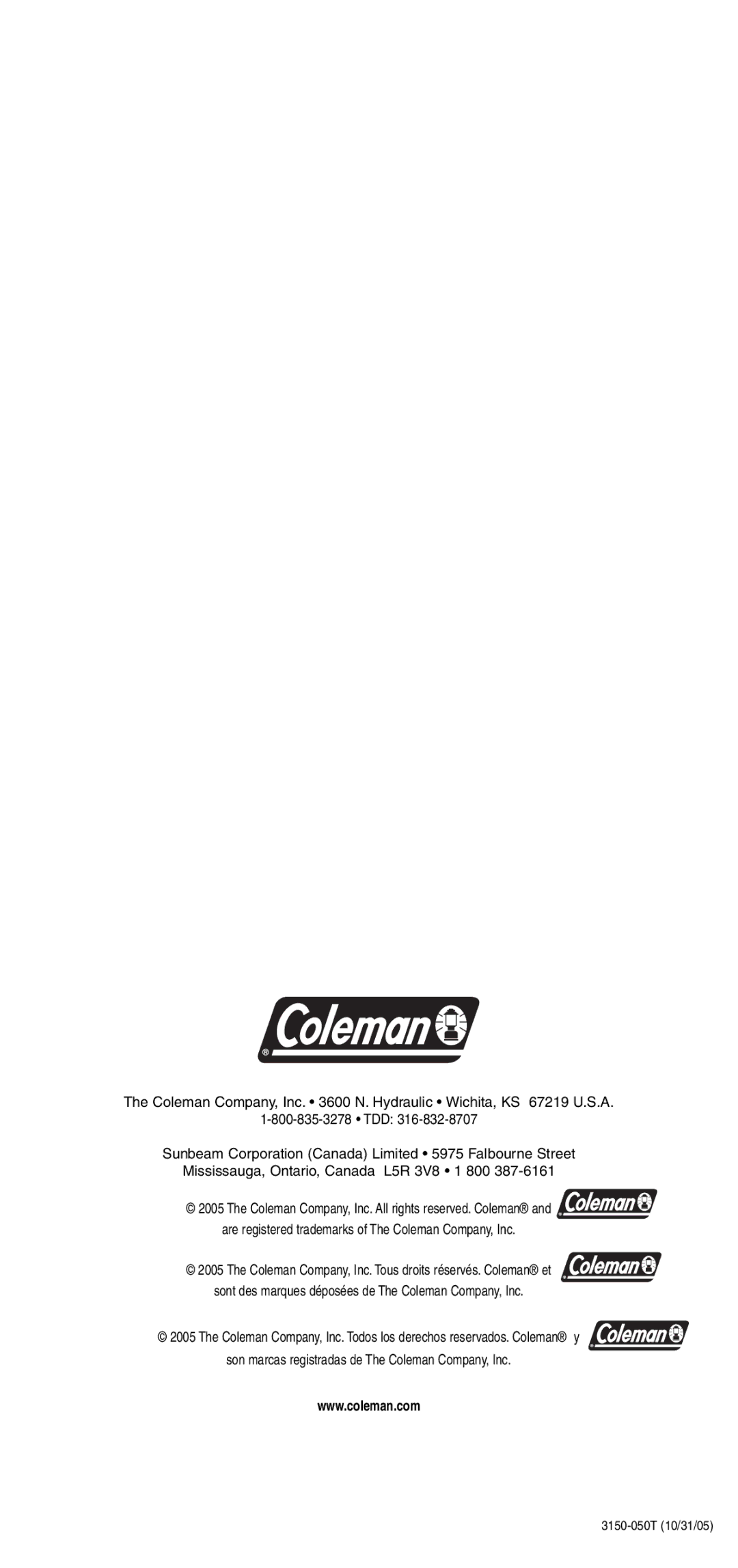 Coleman 3150 manual 