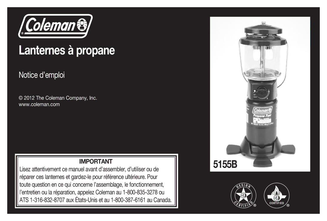 Coleman 4010002738 manual Lanternes à propane 