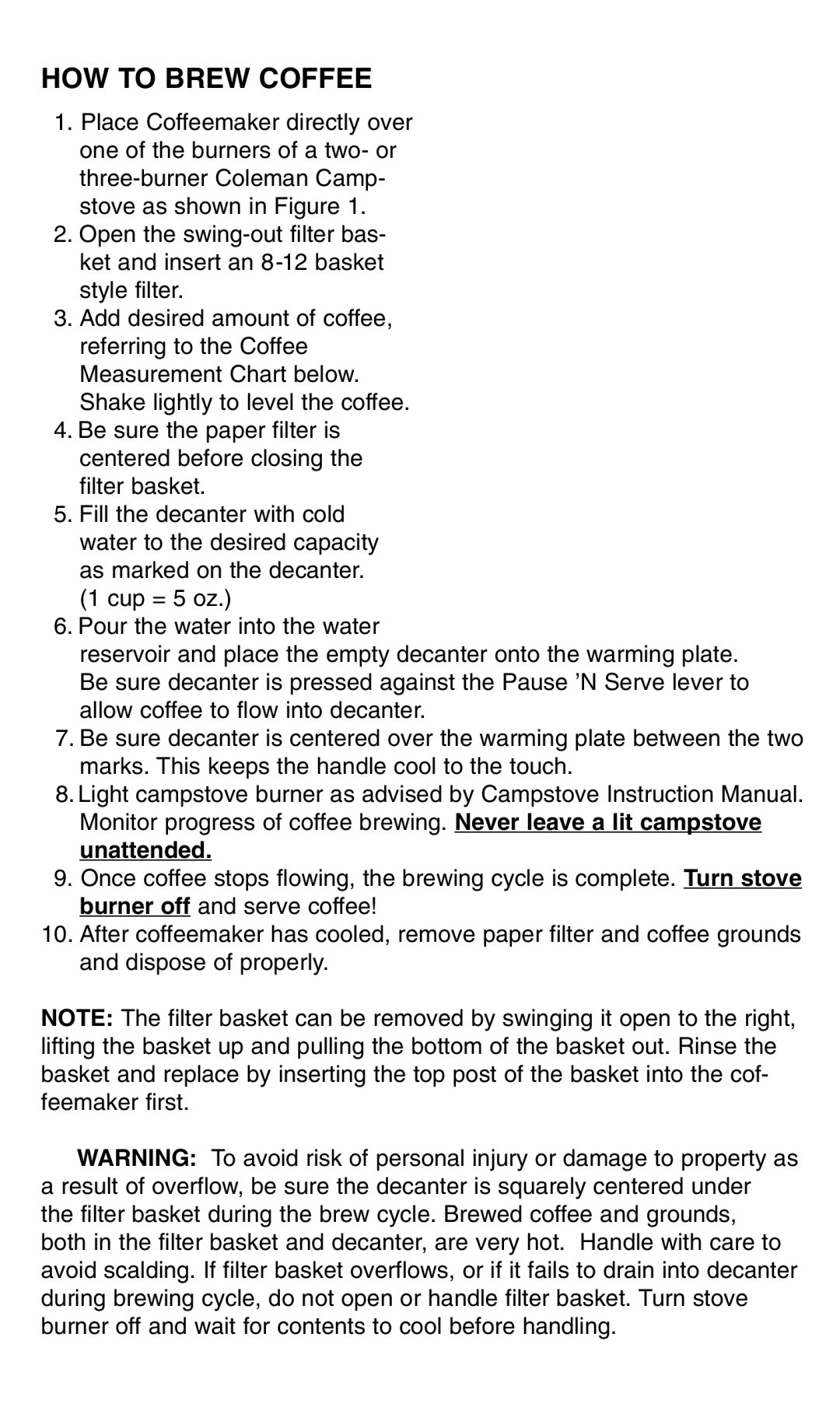 Coleman 5008-700 manual HOW to Brew Coffee 