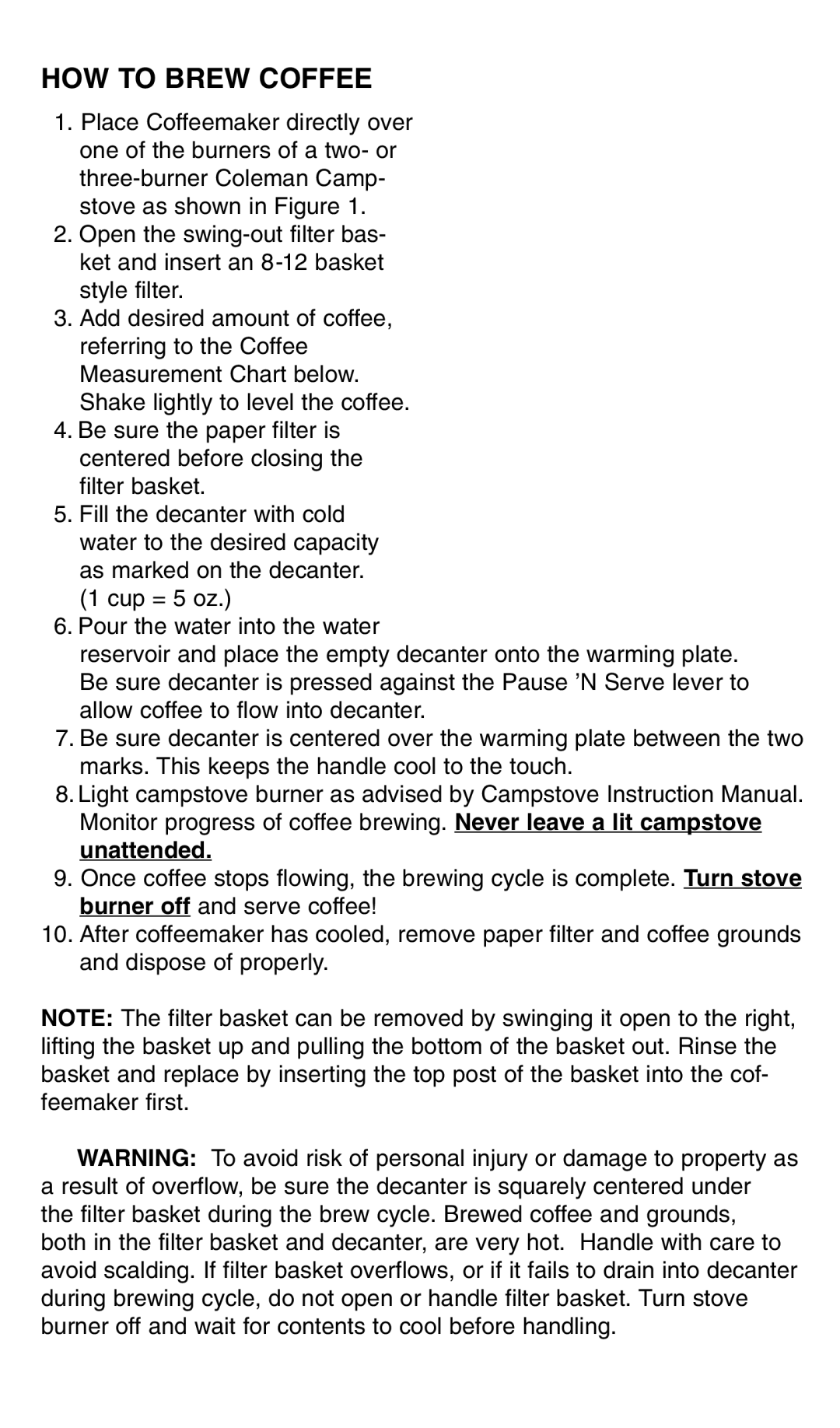 Coleman 5008-700 manual How To Brew Coffee 