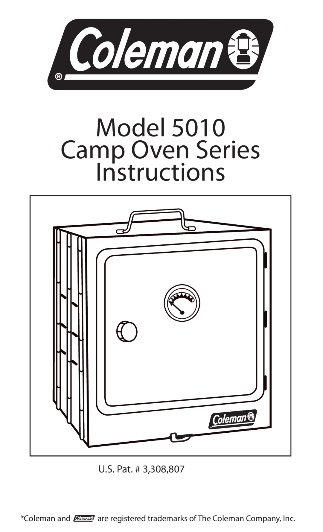 Coleman 5010 manual Model Camp Oven Series Instructions, U.S. Pat. # 3,308,807 